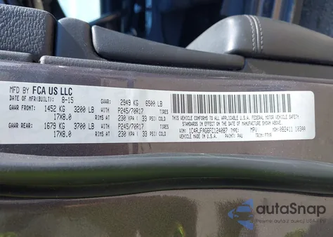 2015 Jeep Grand Cherokee Laredo из США, поврежденный, VIN 1C4RJFAG6FC124087